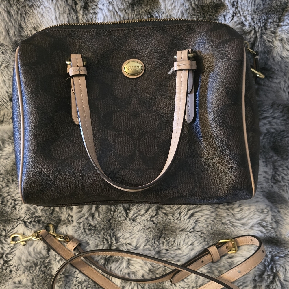 Coach Brown and Tan Mini Two Way Bag